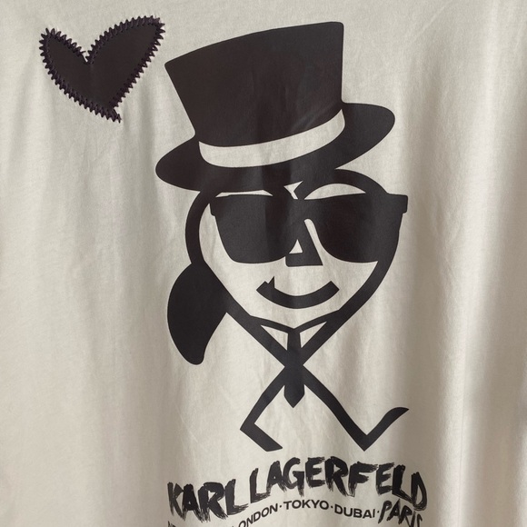 Karl Lagerfeld Cream Shirt with Black Heart Stitching - Picture 4 of 5
